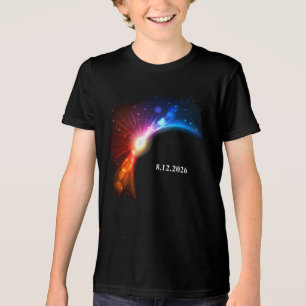 Camiseta Triblenda eclipse total de sol 12 de agosto de 2026 arcoíris