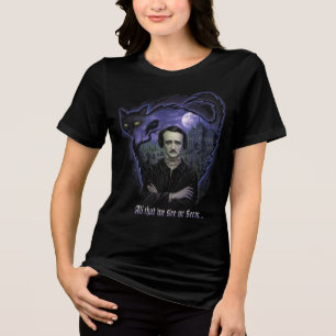 Camiseta Triblenda Edgar Allan Poe Gótica Womens Tee - Raven y Cat
