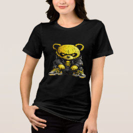 Camiseta Triblenda Edgy Yellow Bear Street Style Graphic T-Shirt