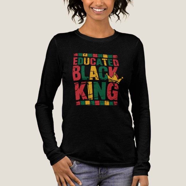 Camiseta Triblenda Educated Black King | Afro Pride Quote | Black (Anverso)