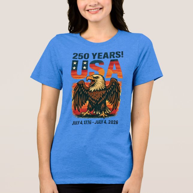 Camiseta Triblenda EE.UU. 250 años - Águila calva patriótica 4 de jul (Anverso)