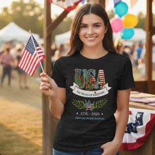 Camiseta Triblenda EE. UU. 250 Años de Libertad Botánico Patriótico