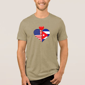 Camiseta Triblenda EE. UU. Cuba Corazón banderas Español Patrimonio H