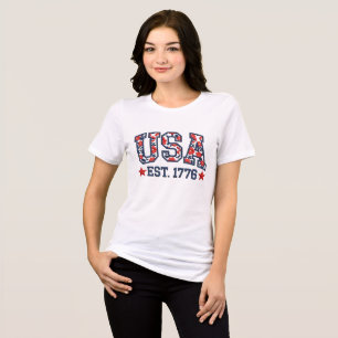 Camiseta Triblenda EE. UU. Est 1776 Bordado Falso América 1776–202