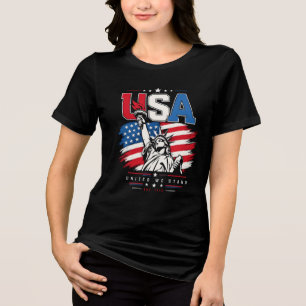 Camiseta Triblenda EE. UU. Estatua de la Libertad Bandera Patriótica 