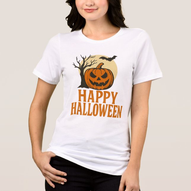 Camiseta Triblenda Eerie Tree & Pumpkin Halloween Shirt (Anverso)