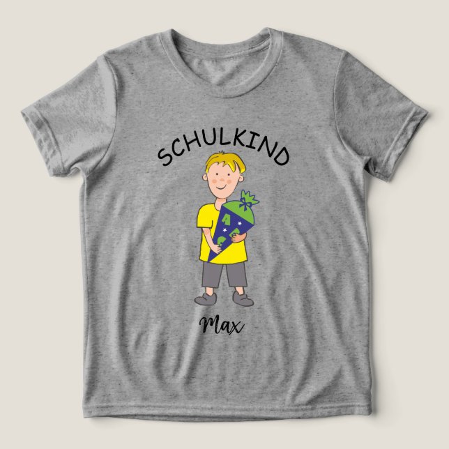 Camiseta Triblenda Einschulung Schulkind - Junge mit Schultüte 1 | (Diseño delantero )
