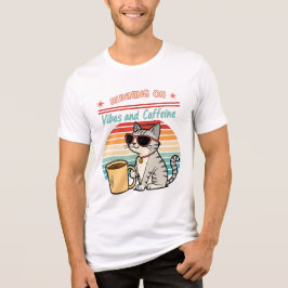 Camiseta Triblenda Ejecutando en vibraciones y cafeína - Retro de gat