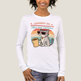 Camiseta Triblenda Ejecutando en vibraciones y cafeína - Retro de gat