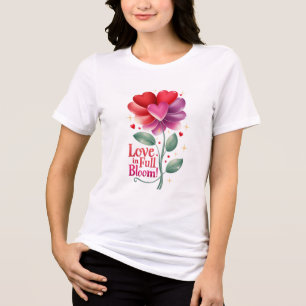 Camiseta Triblenda El amor en el diseño de flores de corazón en plena