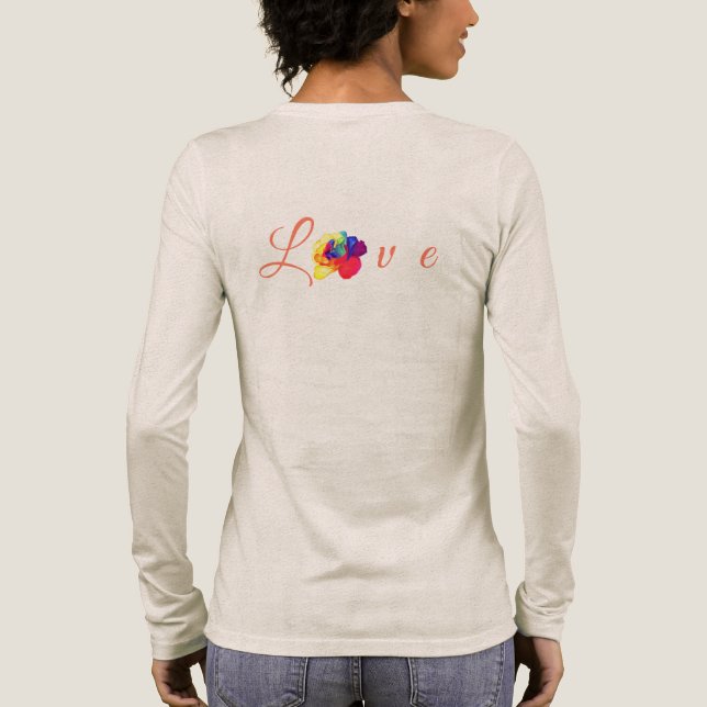 Camiseta Triblenda El amor florece con el arcoiris Rosa (Reverso )