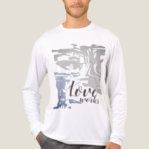 Camiseta Triblenda "El amor funciona" Patrón de la isla Gray Blue Bat