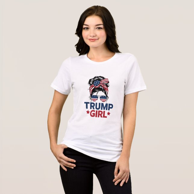 Camiseta Triblenda El Chica Trump Messy Bun Trump Elección Estadounid (Anverso Completo)