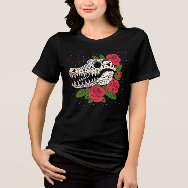 Camiseta Triblenda El cráneo de Rosa y cocodrilo de junio (Anverso)