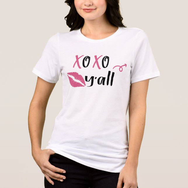 Camiseta Triblenda El día de San Valentín de abrazos y besos modernos (Anverso)