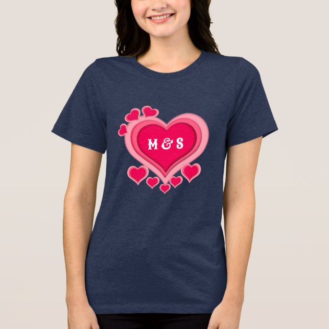 Camiseta Triblenda El día de San Valentín Romántico del Corazón Rosa (Anverso)