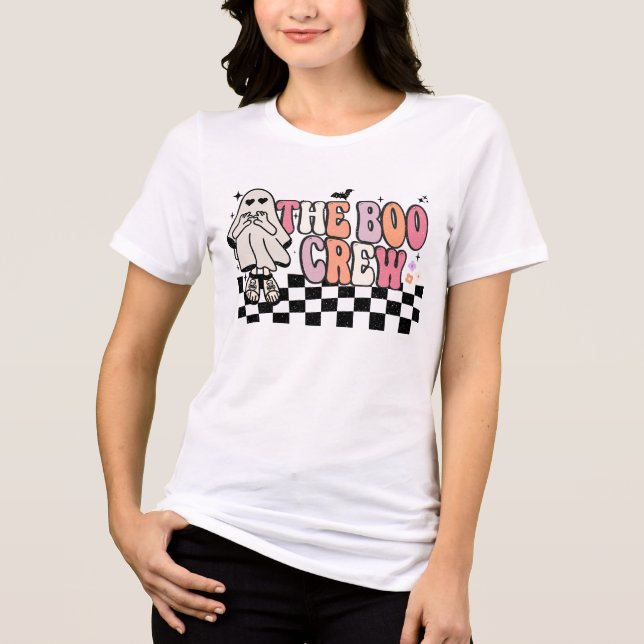 Camiseta Triblenda El equipo de Boo Cute Groovy Retro Ghost Halloween (Anverso)