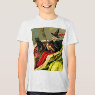 Camiseta Triblenda El gato negro y la bruja de Halloween
