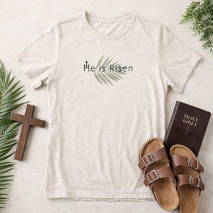 Camiseta Triblenda Él ha resucitado Tres Cruces Hoja de Palma Pascua