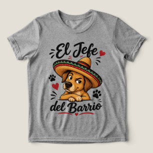 Camiseta Triblenda El Jefe del Barrio Perro Divertido con Sombrero