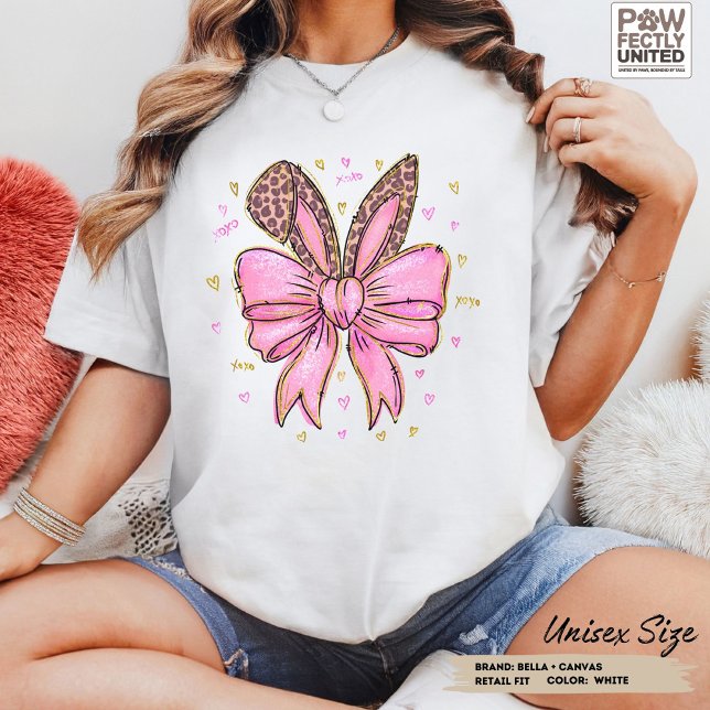 Camiseta Triblenda El leopardo Bunny Coquette Preppy Bow con Orejas (Subido por el creador)