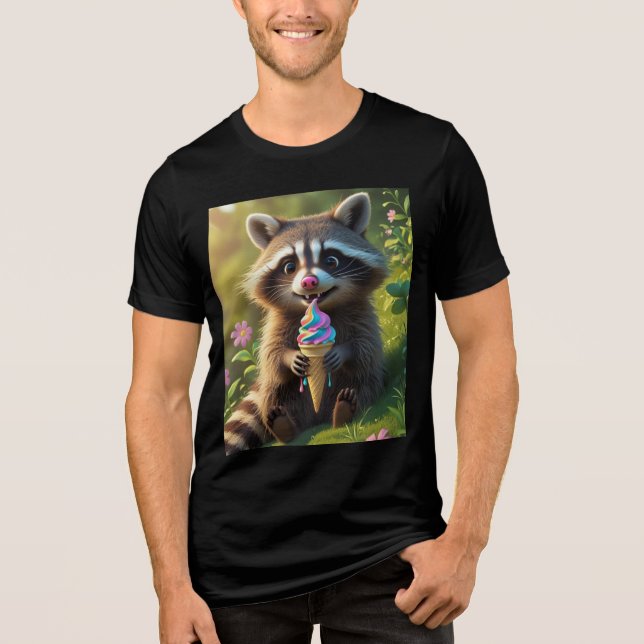 Camiseta Triblenda "El mapache come helado" (Anverso)