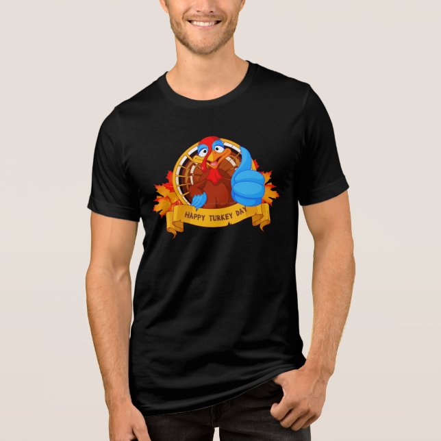 Camiseta Triblenda El otoño de SlipperyJoe's Happy Turkey Day deja al (Anverso)