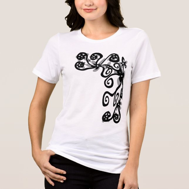 Camiseta Triblenda El poder de las flores en negro (Anverso)