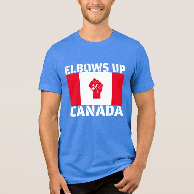 Camiseta Triblenda Elbows Up Canada - Orgullosos Canadienses (Anverso)