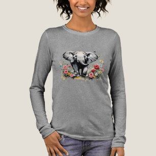 Camiseta Triblenda Elefante Bebé Con Rosas