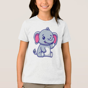 Camiseta Triblenda Elefante bebé sentado agitando la mano-23800