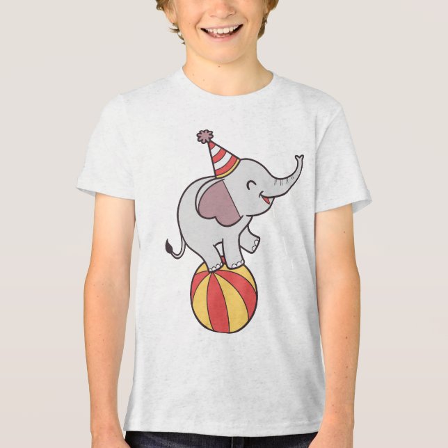 Camiseta Triblenda Elefante de Circo Cuto en la bola - Fiesta de cump (Anverso)