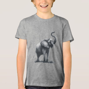 Camiseta Triblenda Elefante majestuoso con tronco levantado