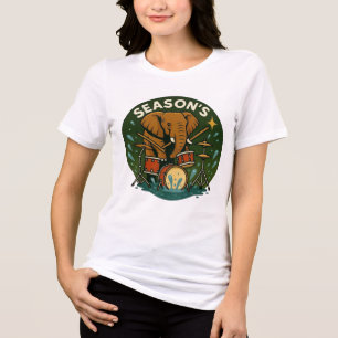 Camiseta Triblenda Elefante tocando tambores salpicando agua verano g