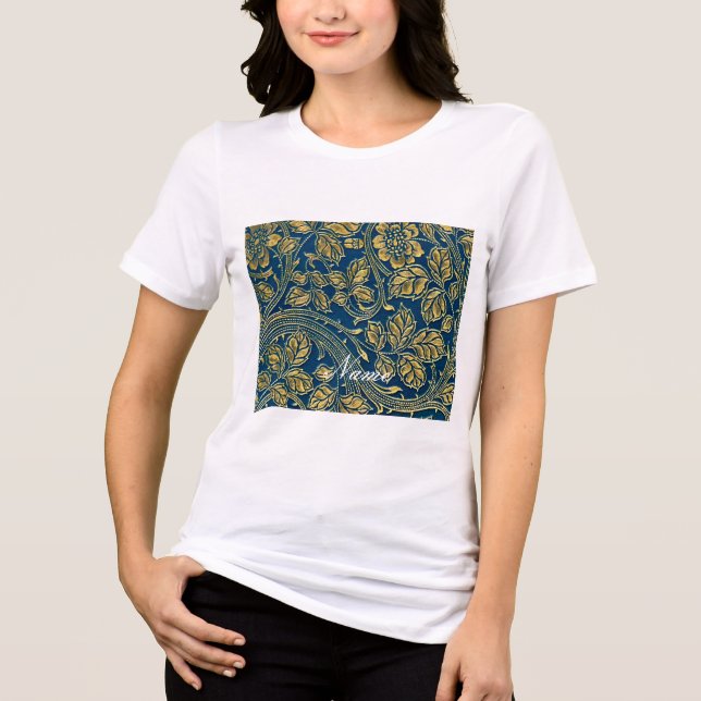 Camiseta Triblenda Elegancia azul dorado (Anverso)