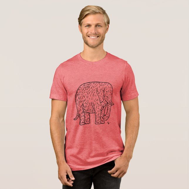 Camiseta Triblenda Elegancia de abrazo con el elefante retro de Leo G (Anverso Completa)