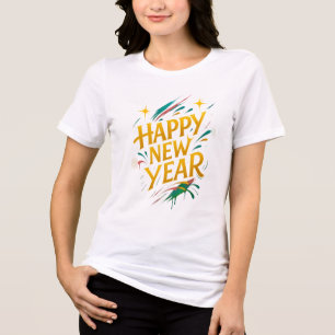Camiseta Triblenda Elegancia de graffiti flotante - Año Nuevo en oro,