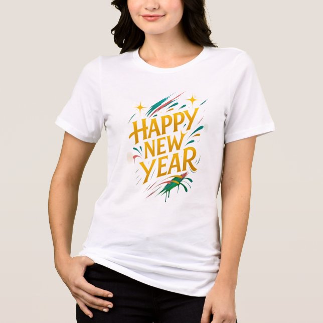 Camiseta Triblenda Elegancia de graffiti flotante - Año Nuevo en oro, (Anverso)