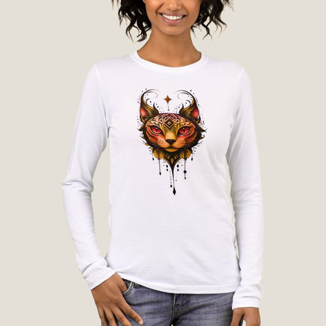Camiseta Triblenda Elegancia ornamental: Un retrato de un gato (Anverso)