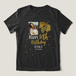 Camiseta Triblenda Elegant 30th Birthday Gold Foliage Photo Party