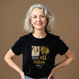 Camiseta Triblenda Elegant 80th Birthday Gold Foliage Photo Party