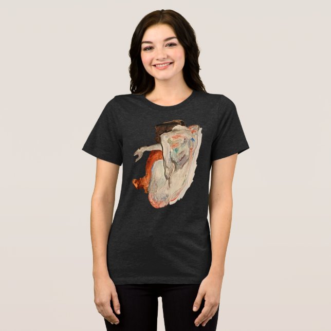 Camiseta Triblenda Elegant Allure: El Crouching de Schiele N.u.d.e Te (Anverso Completo )