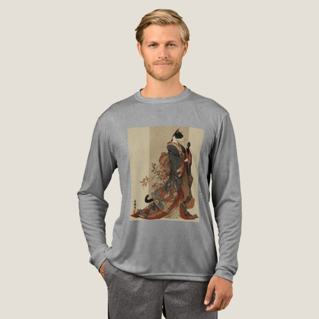 Camiseta Triblenda "Elegant Grace" Japanese Cat in Kimono Art (Anverso Completo)