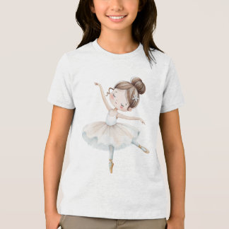Camiseta Triblenda Elegante Bailarina de Encaje con Acuarela Blanca C