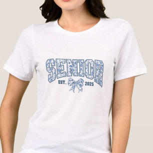 Camiseta Triblenda Elegante Blue Bow Chinoiserie Clase Senior de 2025