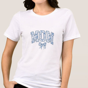 Camiseta Triblenda Elegante Blue Bow Chinoiserie Mom