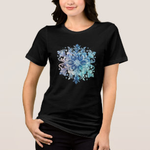Camiseta Triblenda Elegante copo de nieve de invierno Día acogedor