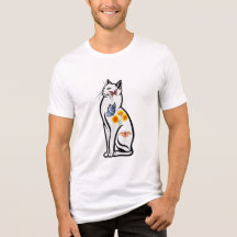 Elegante esquema de gato con mariposas y flores