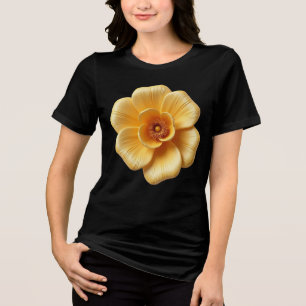 Camiseta Triblenda Elegante Flor Amarilla Dorada Bella+Canvas