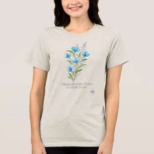 Camiseta Triblenda Elegante Flor de Lino Azul con Motivación de Acuar